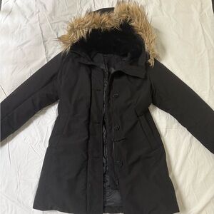 Women's Black Fur-Trimmed Coat